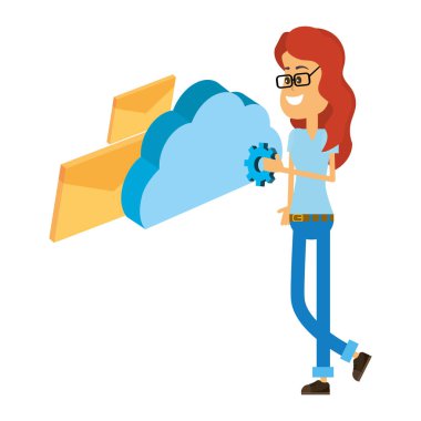 Kadın ve teknoloji izometrik