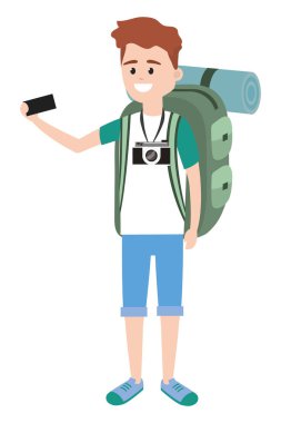 Genç backpacker turist