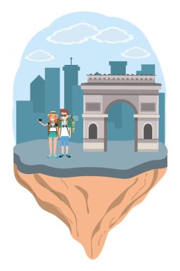 Turist çift çizgi film