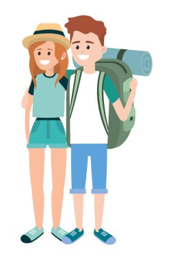 Turist çift çizgi film