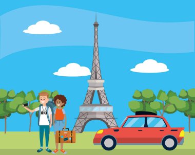 Turist çift çizgi film