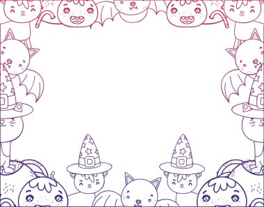 bozulmuş anahat cute halloween hayvanlar dekorasyon olay