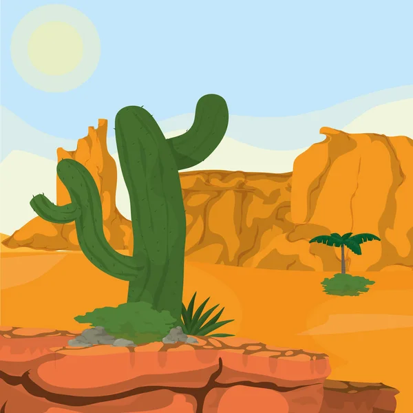 Desert paysage dessin animé — Image vectorielle