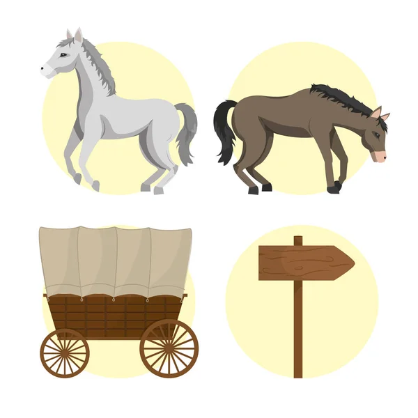 Лошади и кареты — стоковый вектор