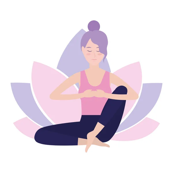 Mujer y yoga — Vector de stock