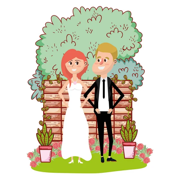 Dibujo animado retrato de boda — Vector de stock