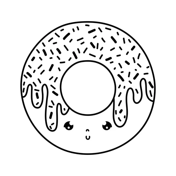 Linha kawaii bonito doce donut lanche —  Vetores de Stock