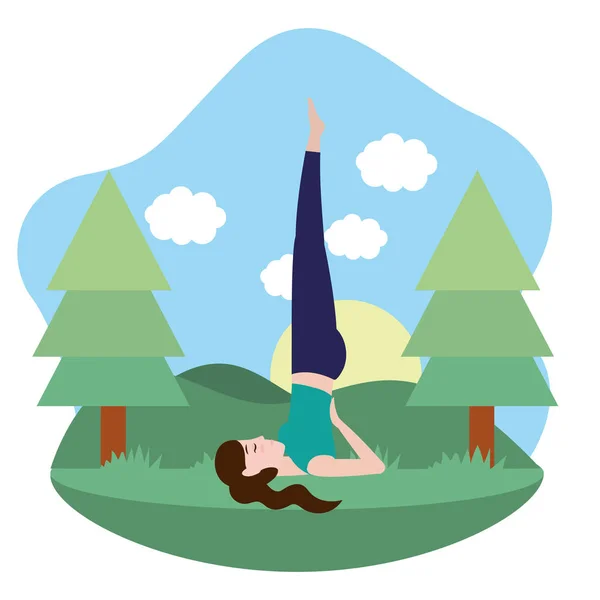 Donna e yoga — Vettoriale Stock