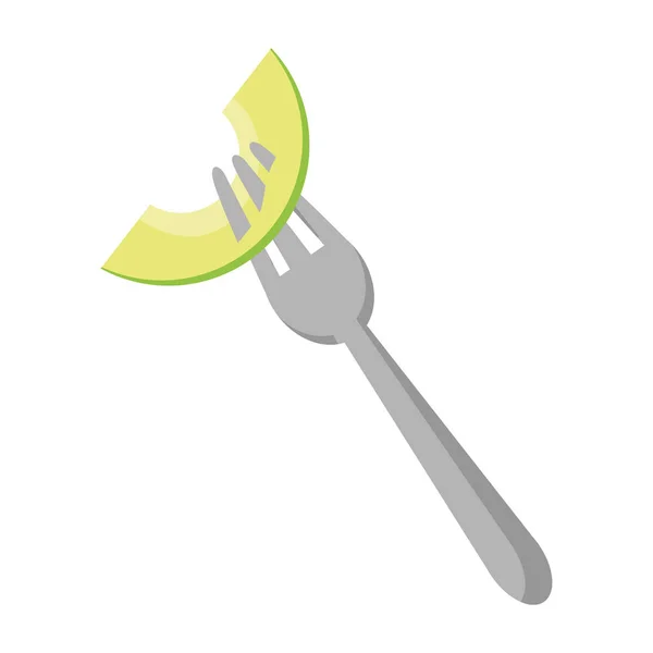 Lemons slice on fork citric fruit fruit — Stock Vector