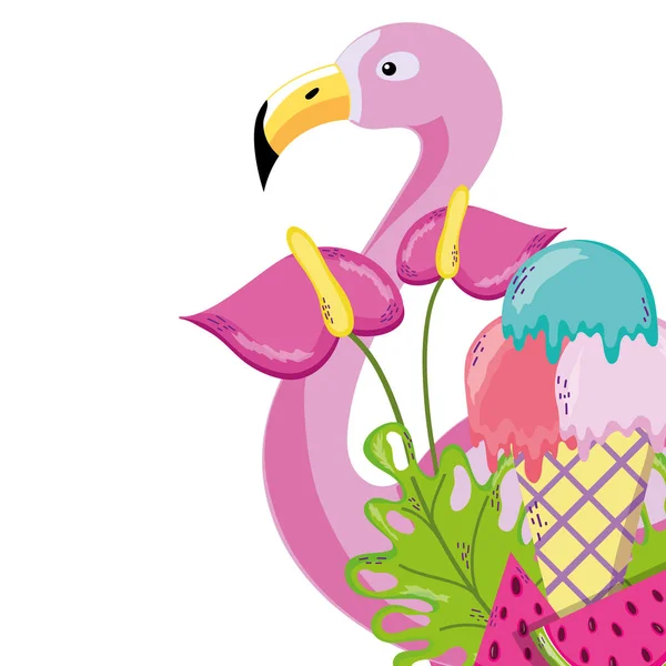 Pássaro tropical Flamingo desenho animado — Vetor de Stock