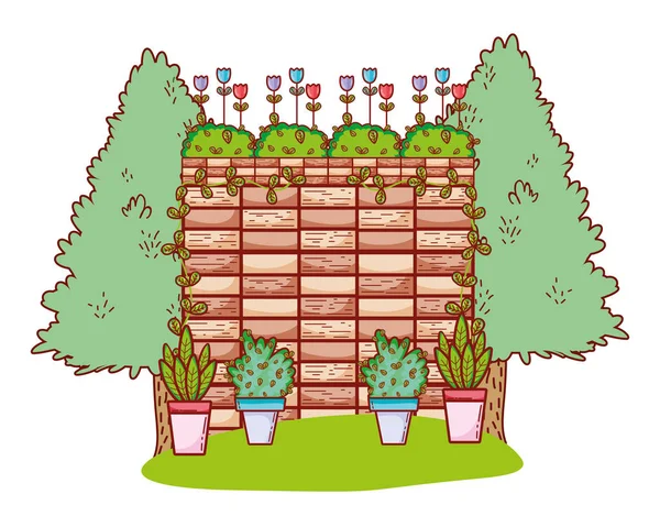 Gullig trädgård tecknad — Stock vektor