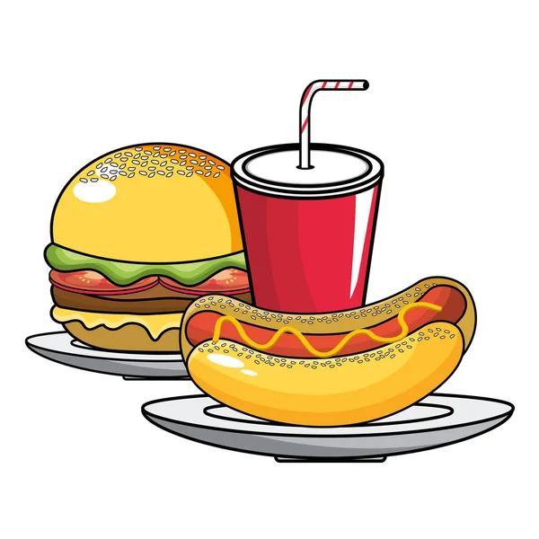 Hot Dog Hamburger und Limo Design — Stockvektor