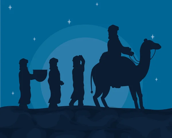 Árabes con camellos — Vector de stock