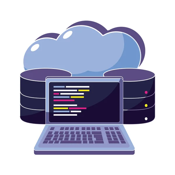 Données cloud et code système informatique — Image vectorielle