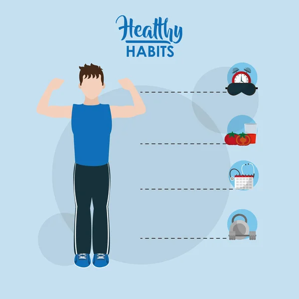 Healthy habits lifestyle — Stock Vector