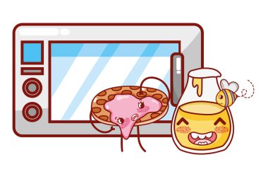 Mutfak ve yemek kawaii karikatürler