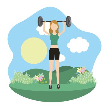 genç kadın egzersiz çizgi film