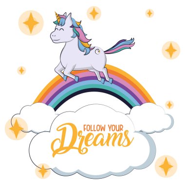 Güzel ve sihirli unicorn çizgi film