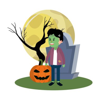 Çocuk frankenstein kostüm ve rip taş