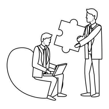 İşadamları ekip çalışması avatar siyah beyaz