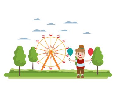 dönme dolap mekanik ve palyaço çocuk