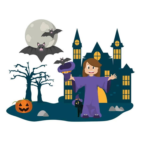 Dibujos animados para niños y Halloween — Vector de stock