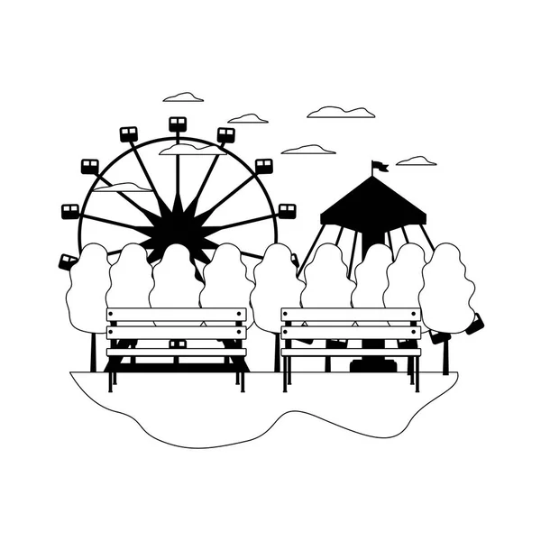 Línea mecánica paseo carnaval juegos paisaje — Archivo Imágenes Vectoriales