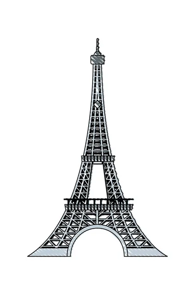 Torre eiffel doodle arquitetura de beleza em Paris — Vetor de Stock