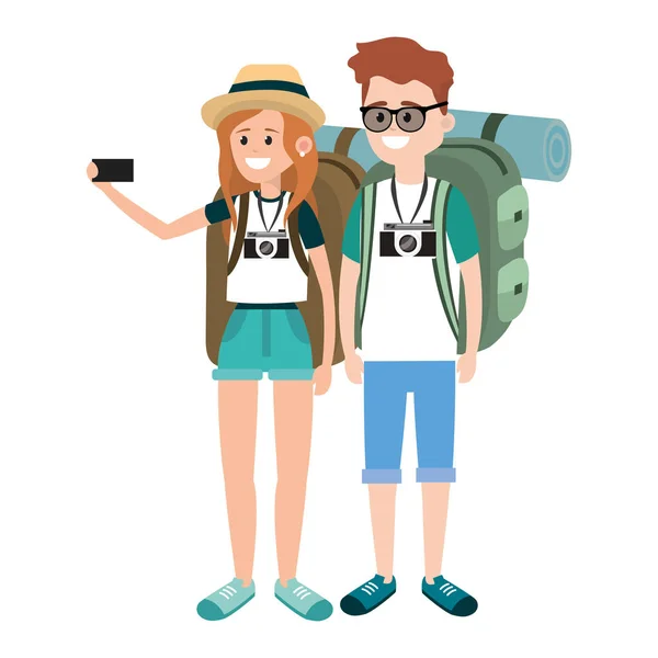 Tourist couple cartoons — Stock Vector