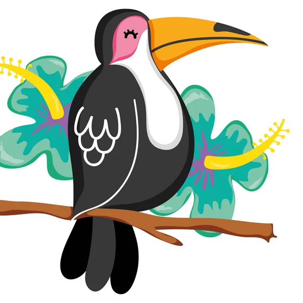 Pájaro exótico y verano — Vector de stock