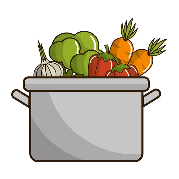 隔离蔬菜和锅设计 — 图库矢量图片