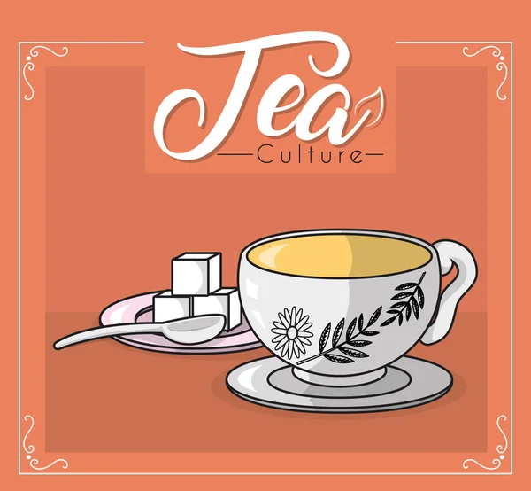 Concepto de cultura del té — Vector de stock