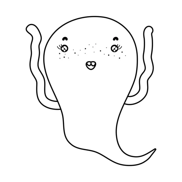 Contorno carácter fantasma feliz entre la tradición — Vector de stock