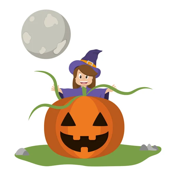 Kid a halloween karikatura — Stockový vektor