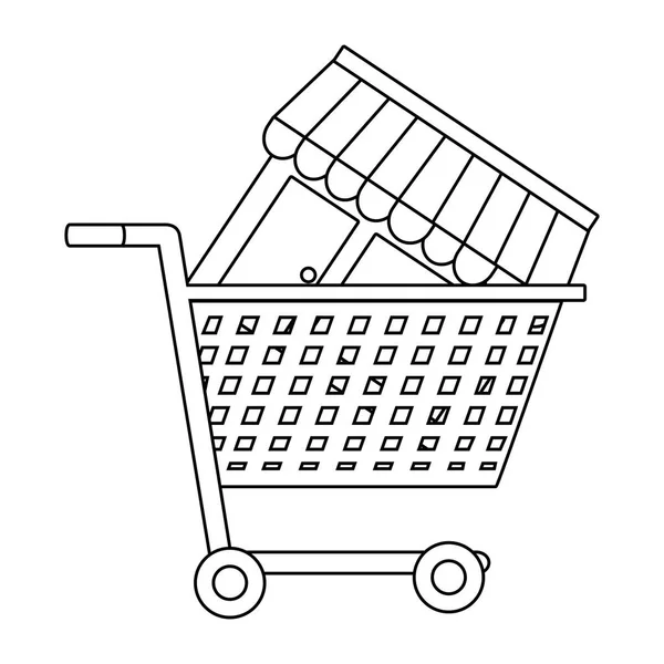 Shopping concept en ligne en noir et blanc — Image vectorielle