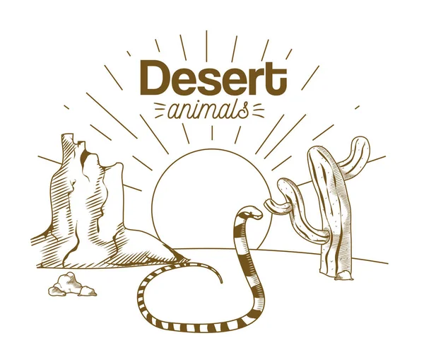 Desert animals hand drawing cartoon