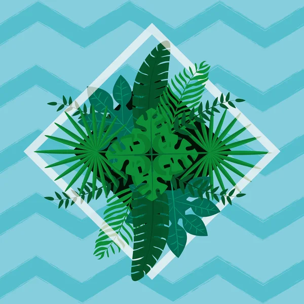 Marco de hojas tropicales — Vector de stock