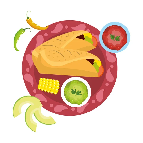 Köstliches mexikanisches Essen Cartoon — Stockvektor