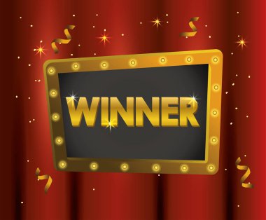 Şampiyon kutlama için konfeti ile kazanan amblemi