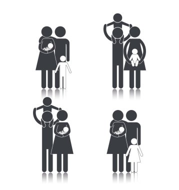 adam ve oğlu piktogram kadınla ayarla
