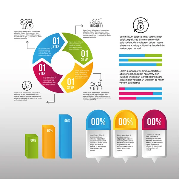 Infographic strateji iş süreç planı — Stok Vektör