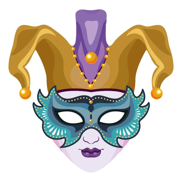 Mask with jester hat — Stock Vector