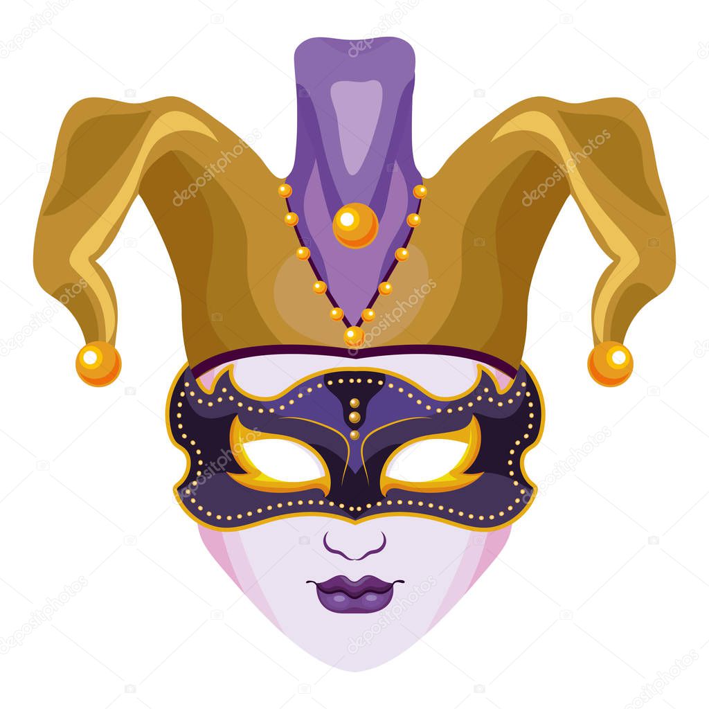 Mask with jester hat vector illustration graphic design