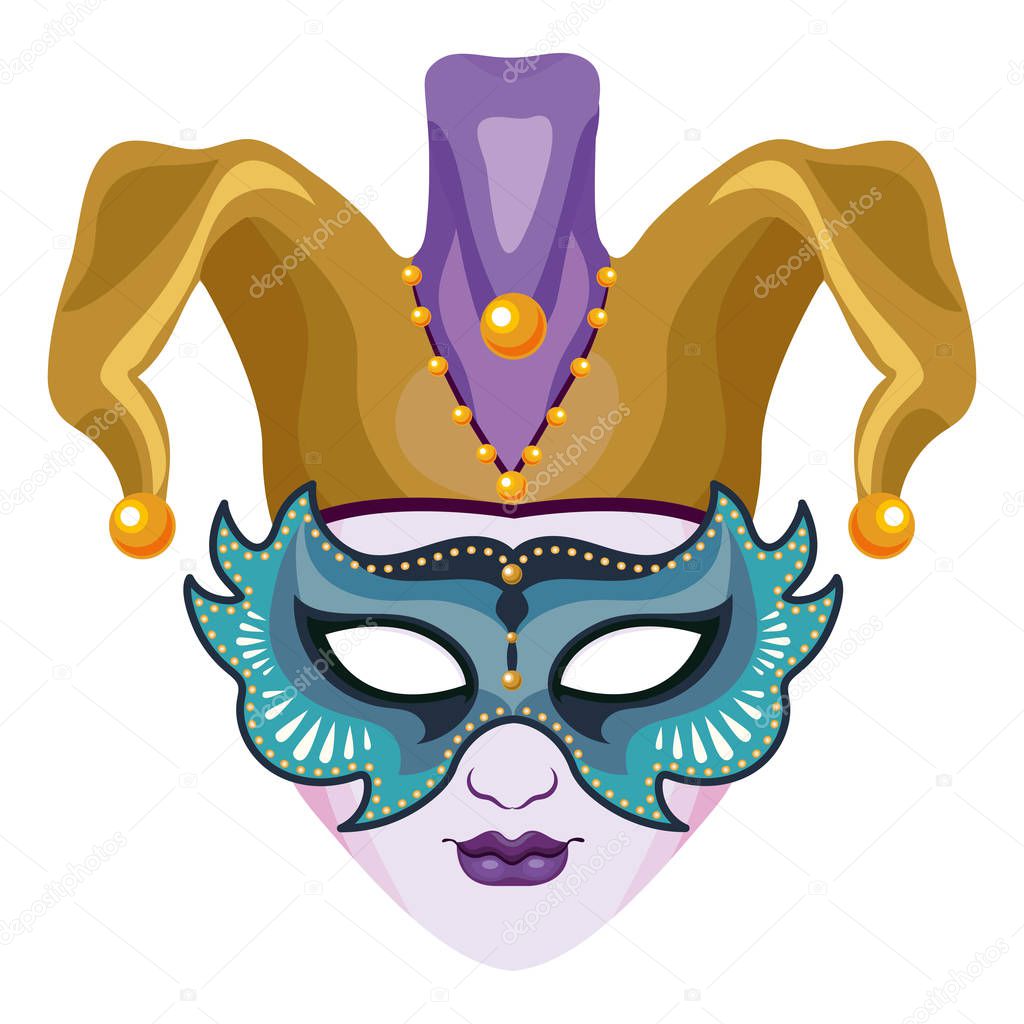Mask with jester hat vector illustration graphic design