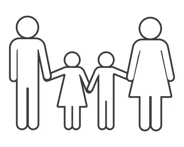 Famiglia pittogramma cartone animato — Vettoriale Stock