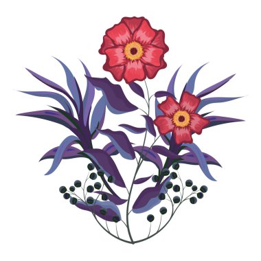 Bahar çiçekleri yaprakları ile