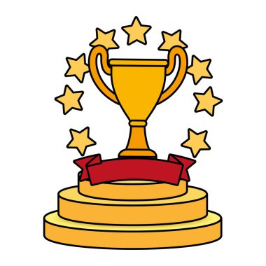 Trophy Kupası zekâ yıldız ve şerit afiş podyumda