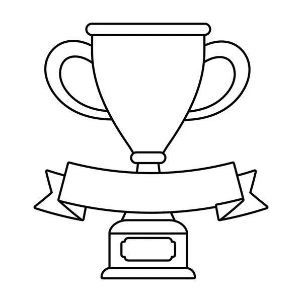 Copa de trofeo con banner de cinta en blanco — Vector de stock