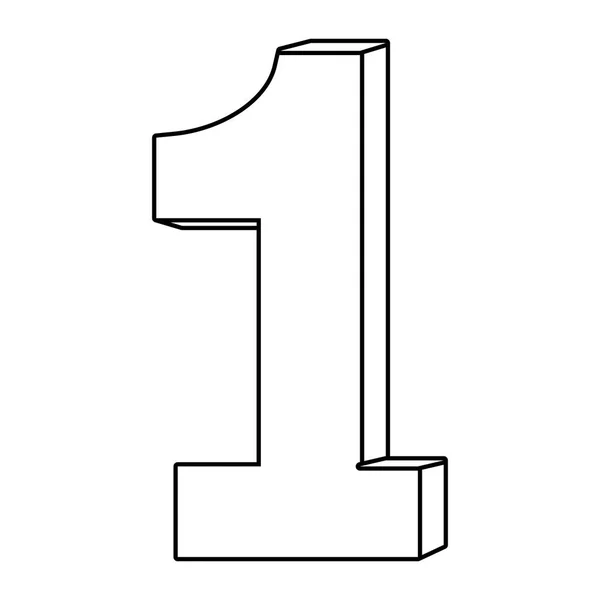 Αριθμός μία γραμματοσειρά απομονωμένη μαύρο και άσπρο — Διανυσματικό Αρχείο