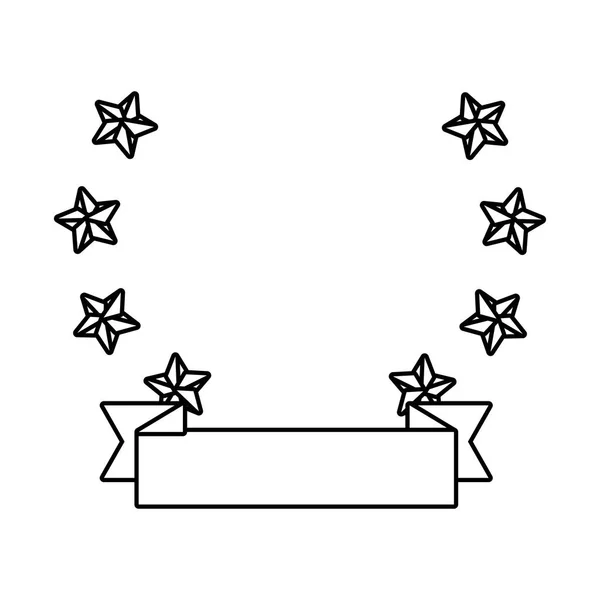 Estrelas com faixa preta e branca isolada — Vetor de Stock